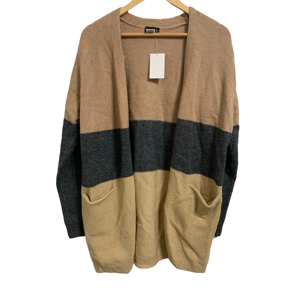 Ceny women's grey tan colorblock cardigan size Large‎ NEW
